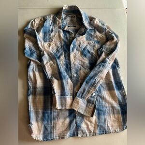 Levi's Blue and Beige Plaid Button-Up Shirt men’s size medium